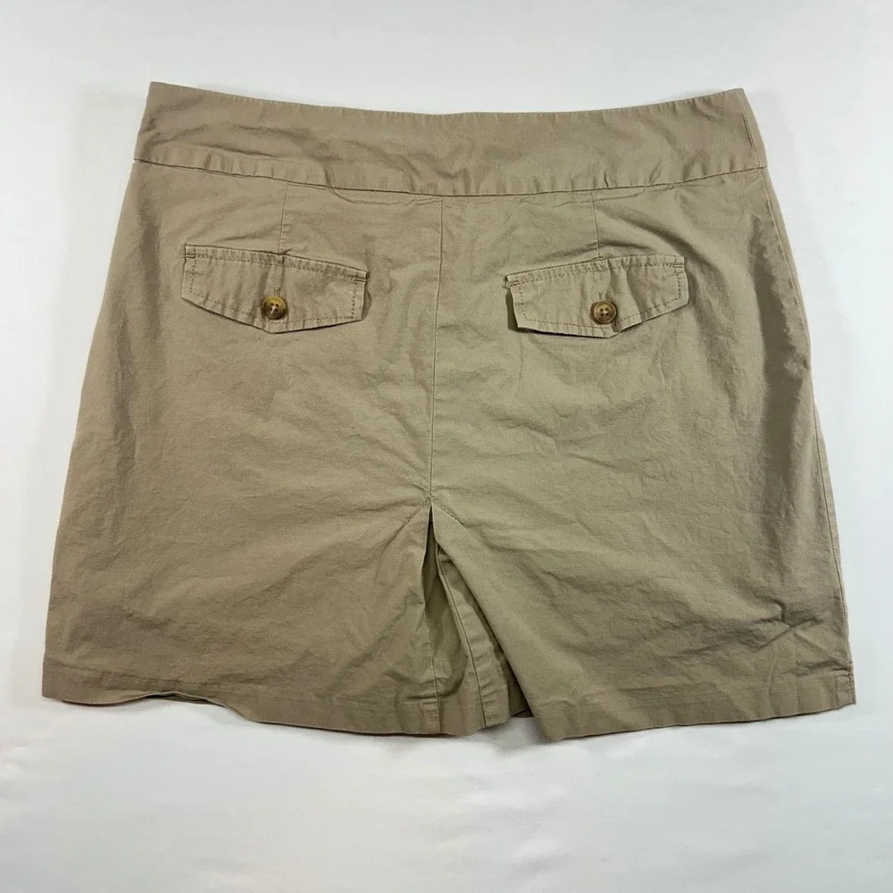 Dockers Womens Khaki Tan Mini Skort Side Zip Utility Pockets Size 6